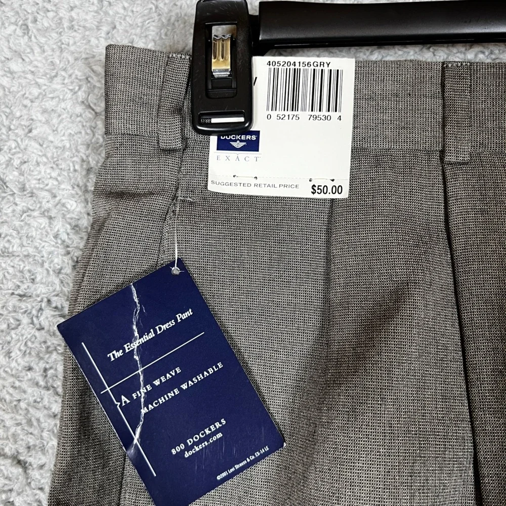 Dockers Dress Pants Mens 38x32 Brown New Pleated Cuffed Essential‎ Fine Weave